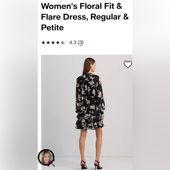 Lauren Ralph Lauren Floral Fit & Flare Black Multi. Size 6 Regular. $185 💕NWT - Picture 9 of 14